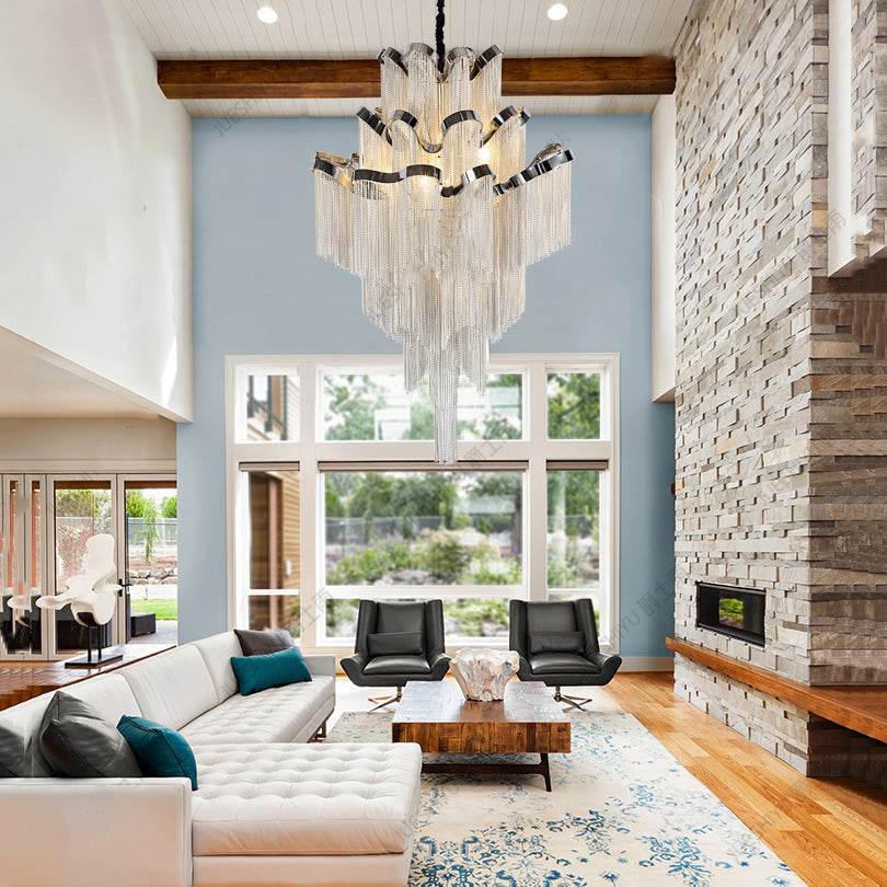 Gladys Aluminum Chain Tassel Stream Chandelier-Vancei