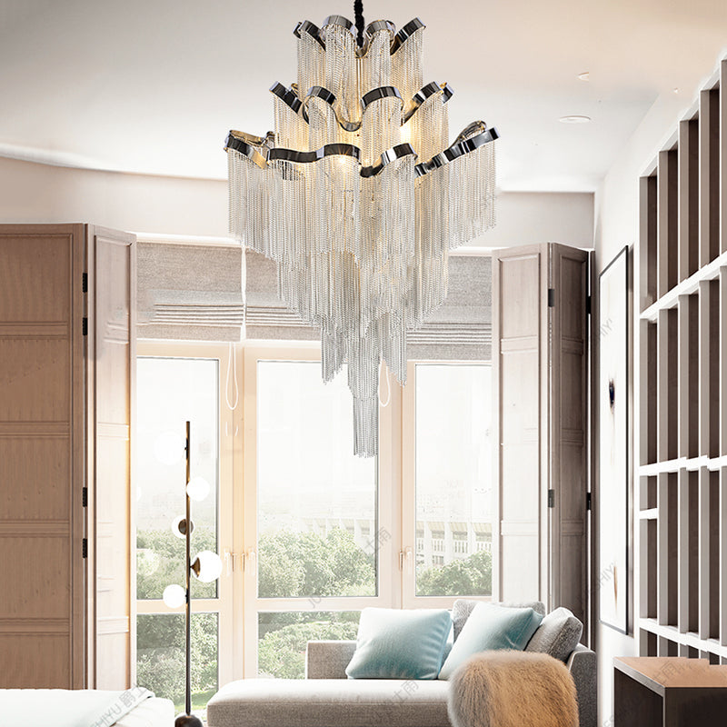 Gladys Aluminum Chain Tassel Stream Chandelier-Vancei