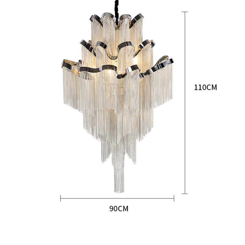 Gladys Aluminum Chain Tassel Stream Chandelier-Vancei