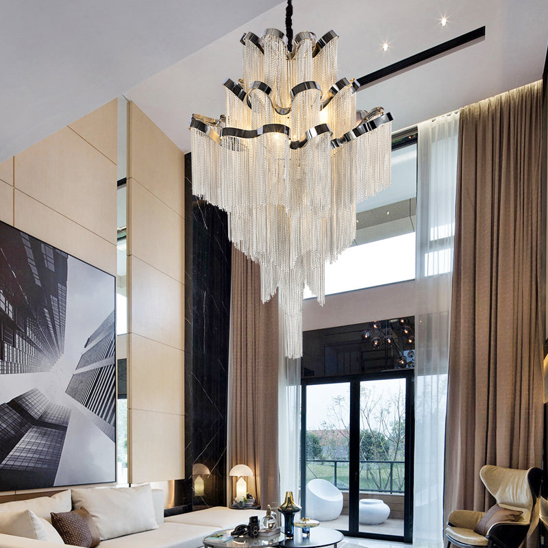 Gladys Aluminum Chain Tassel Stream Chandelier-Vancei