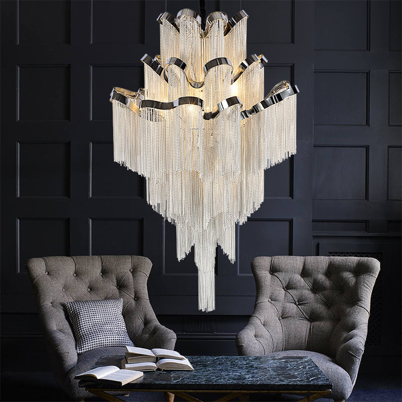 Gladys Aluminum Chain Tassel Stream Chandelier-Vancei