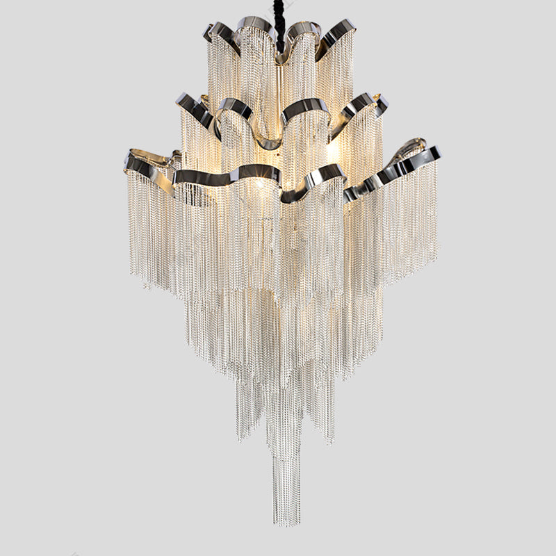 Gladys Aluminum Chain Tassel Stream Chandelier-Vancei