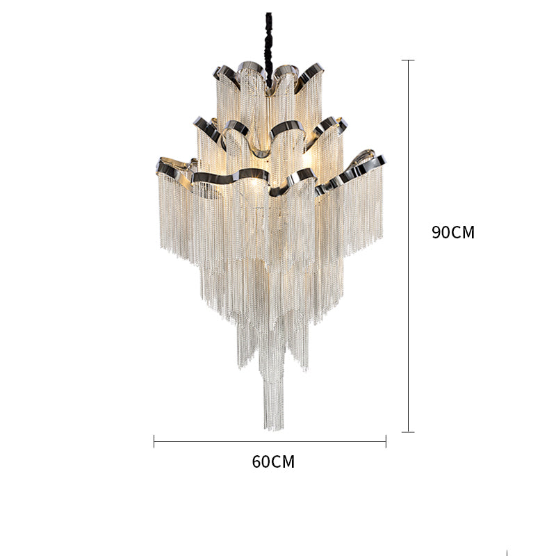 Gladys Aluminum Chain Tassel Stream Chandelier-Vancei