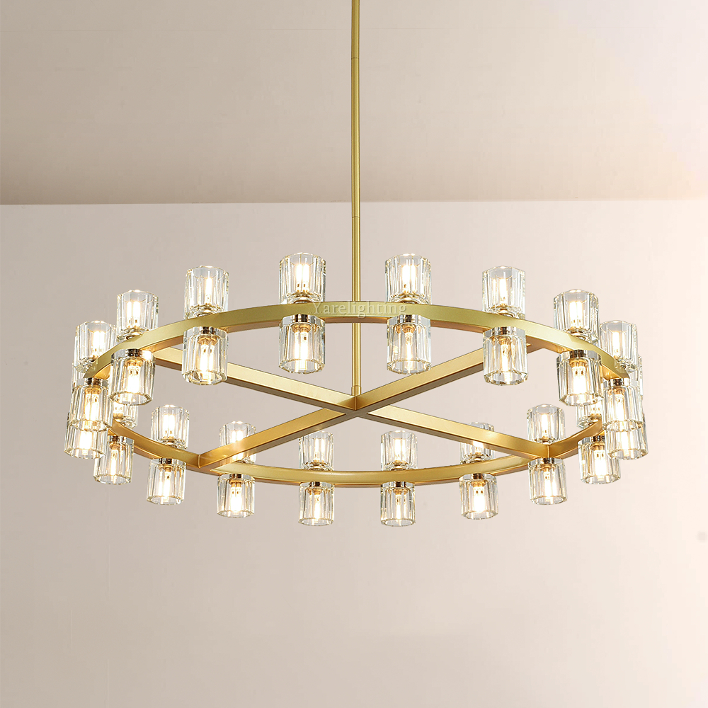 Brach Crystal Shades Round Chandelier 36"-Vancei