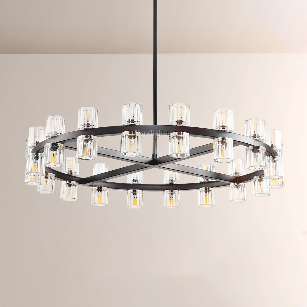Brach Crystal Shades Round Chandelier 36"-Vancei