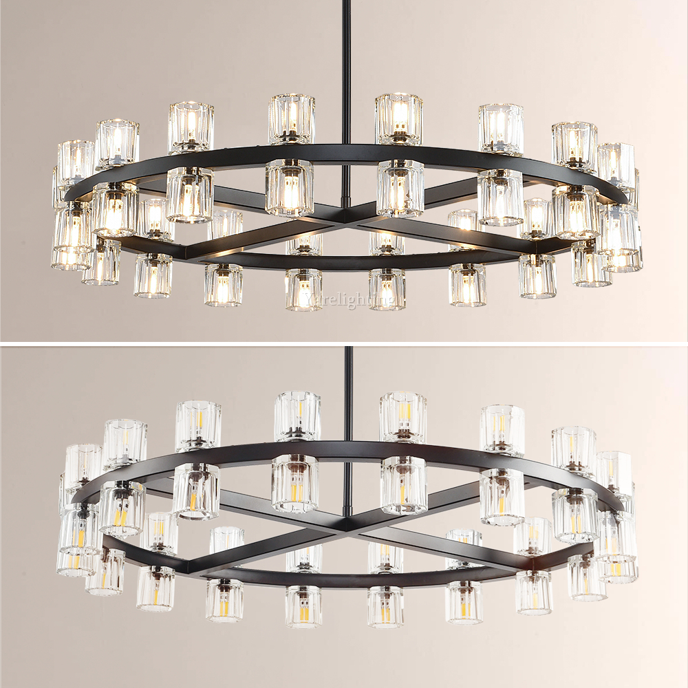 Brach Crystal Shades Round Chandelier 36"-Vancei