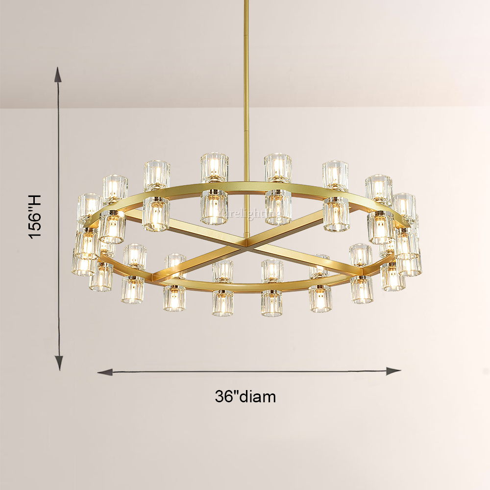 Brach Crystal Shades Round Chandelier 36"-Vancei