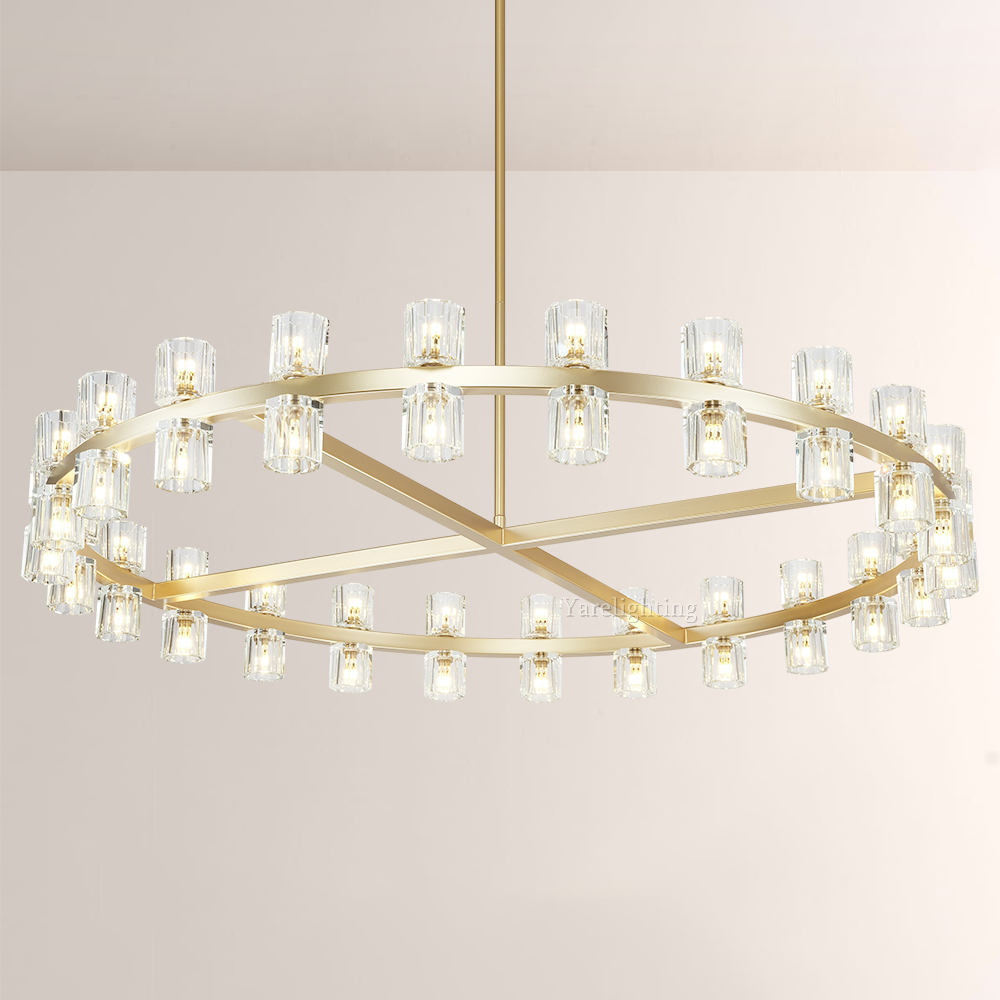 Brach Crystal Shades Round Chandelier 48"-Vancei