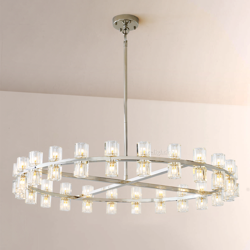 Brach Crystal Shades Round Chandelier 48"-Vancei