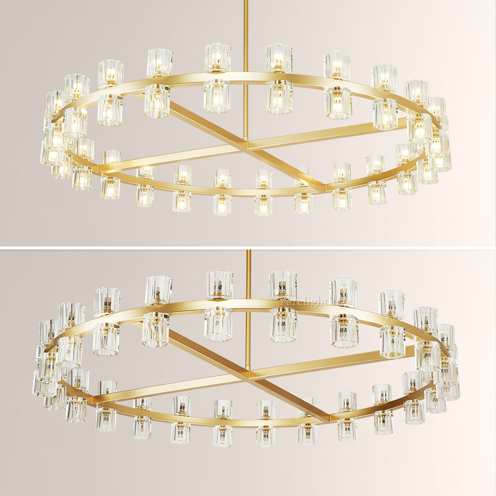 Brach Crystal Shades Round Chandelier 48"-Vancei