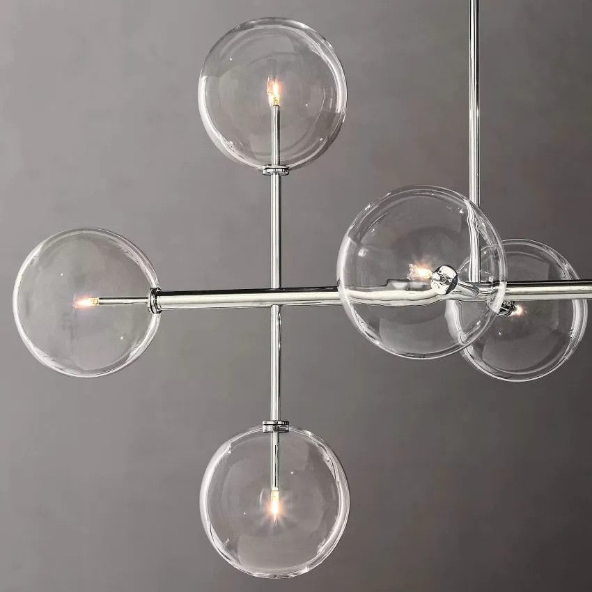 Glass Ball 12 Light Linear Chandelier 72in-Vancei