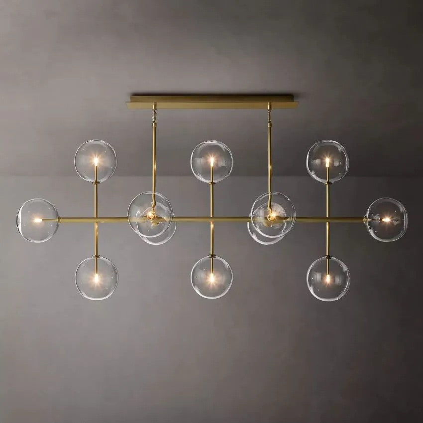 Glass Ball 12 Light Linear Chandelier 72in-Vancei