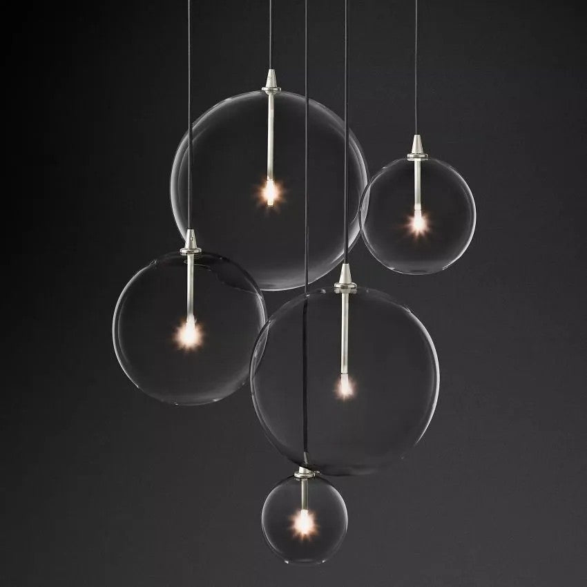 Glass Ball 5 Light Cluster Chandelier-Vancei