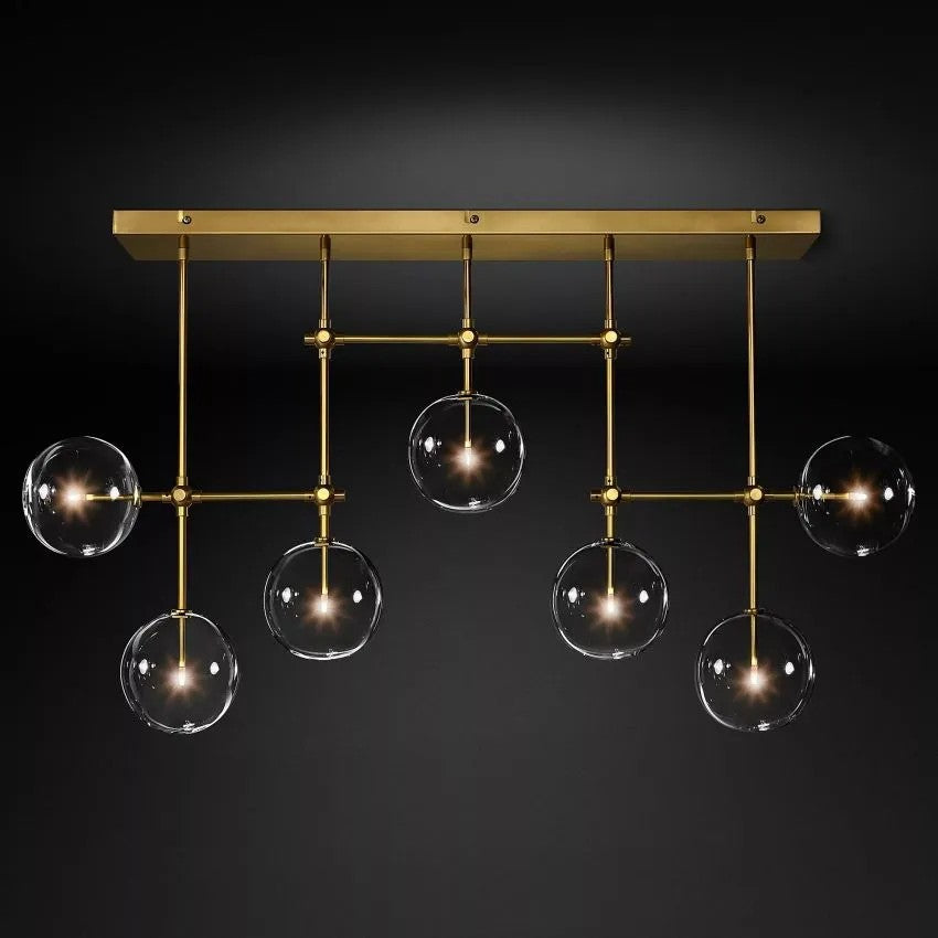 Glass Ball 7 Light Linear Chandelier 60in-Vancei