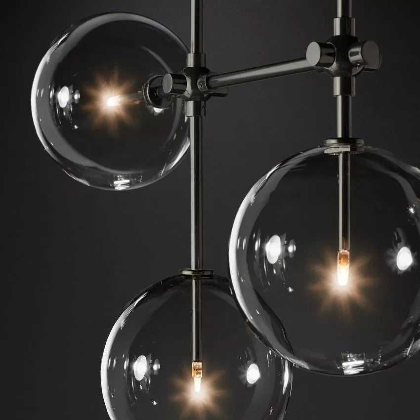 Glass Ball 7 Light Linear Chandelier 60in-Vancei