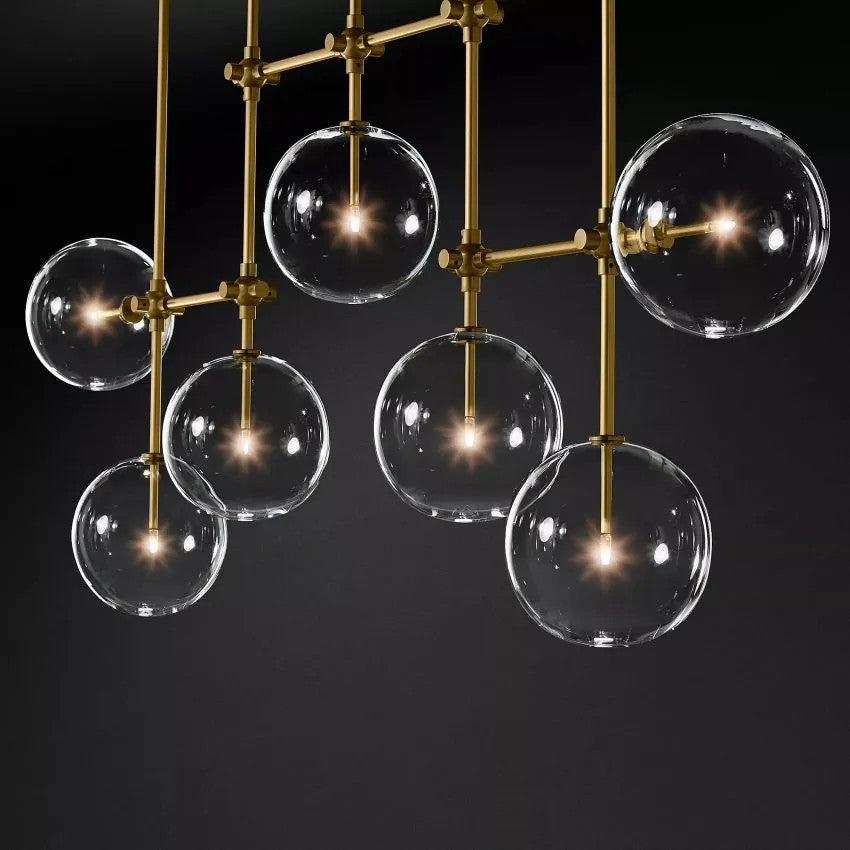 Glass Ball 7 Light Linear Chandelier 60in-Vancei
