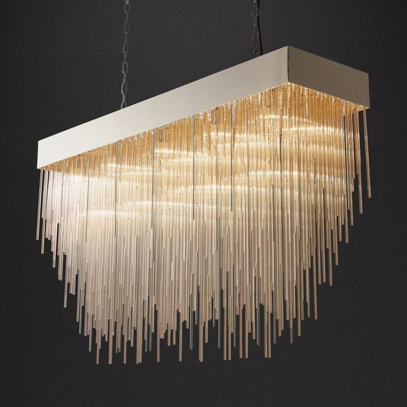 Cascada Blown Glass Rectangular Chandelier 54"-Vancei