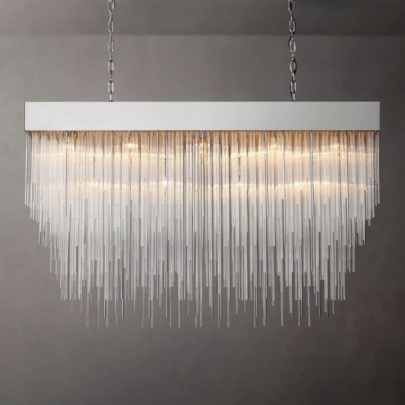 Cascada Blown Glass Rectangular Chandelier 54"-Vancei