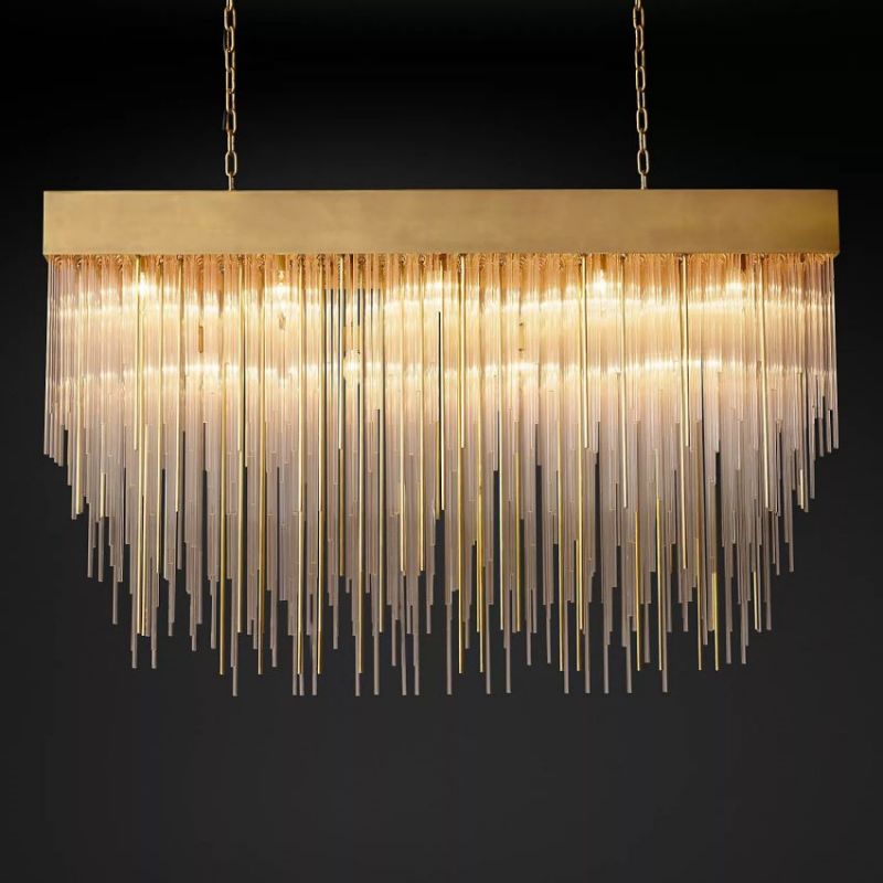 Cascada Blown Glass Rectangular Chandelier 54"-Vancei