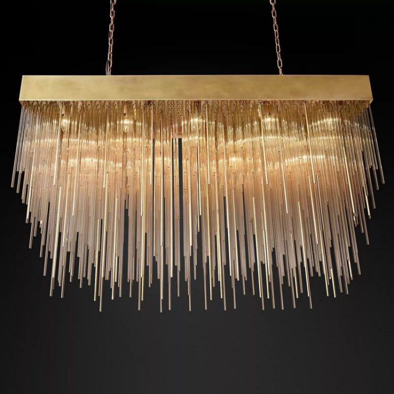 Cascada Blown Glass Rectangular Chandelier 54"-Vancei