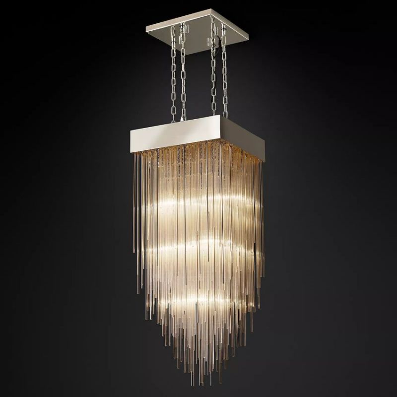 Cascada Blown Glass Square Chandelier 20"-Vancei