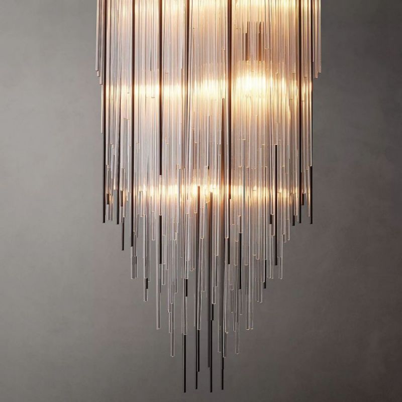 Cascada Blown Glass Square Chandelier 30"-Vancei