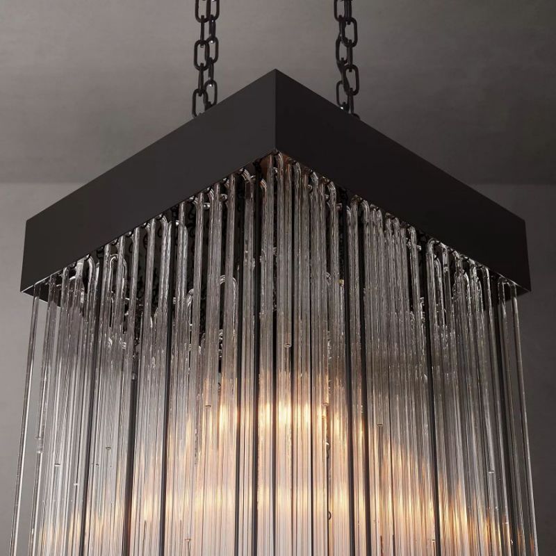 Cascada Blown Glass Square Chandelier 30"-Vancei