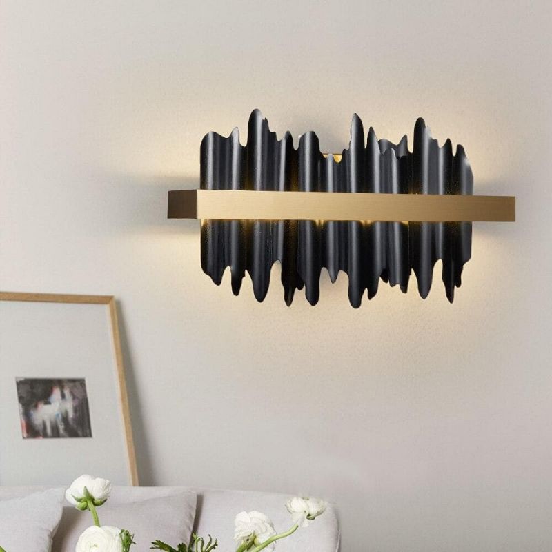 Hilbert Modern Brushed Black  Wall Sconce W17"-Vancei