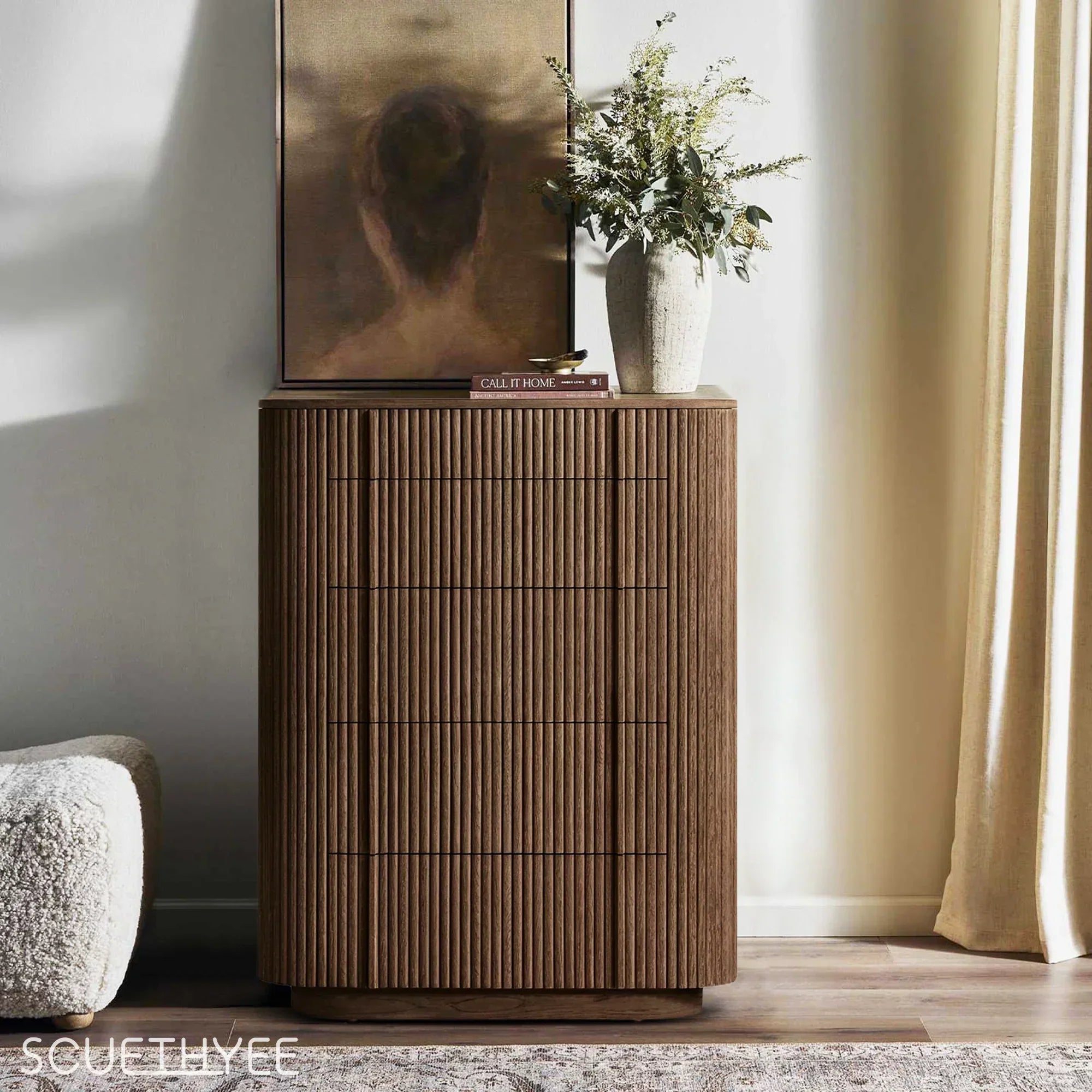 Holland Modern Cabinet 5-Drawer Narrow Dresser-Vancei