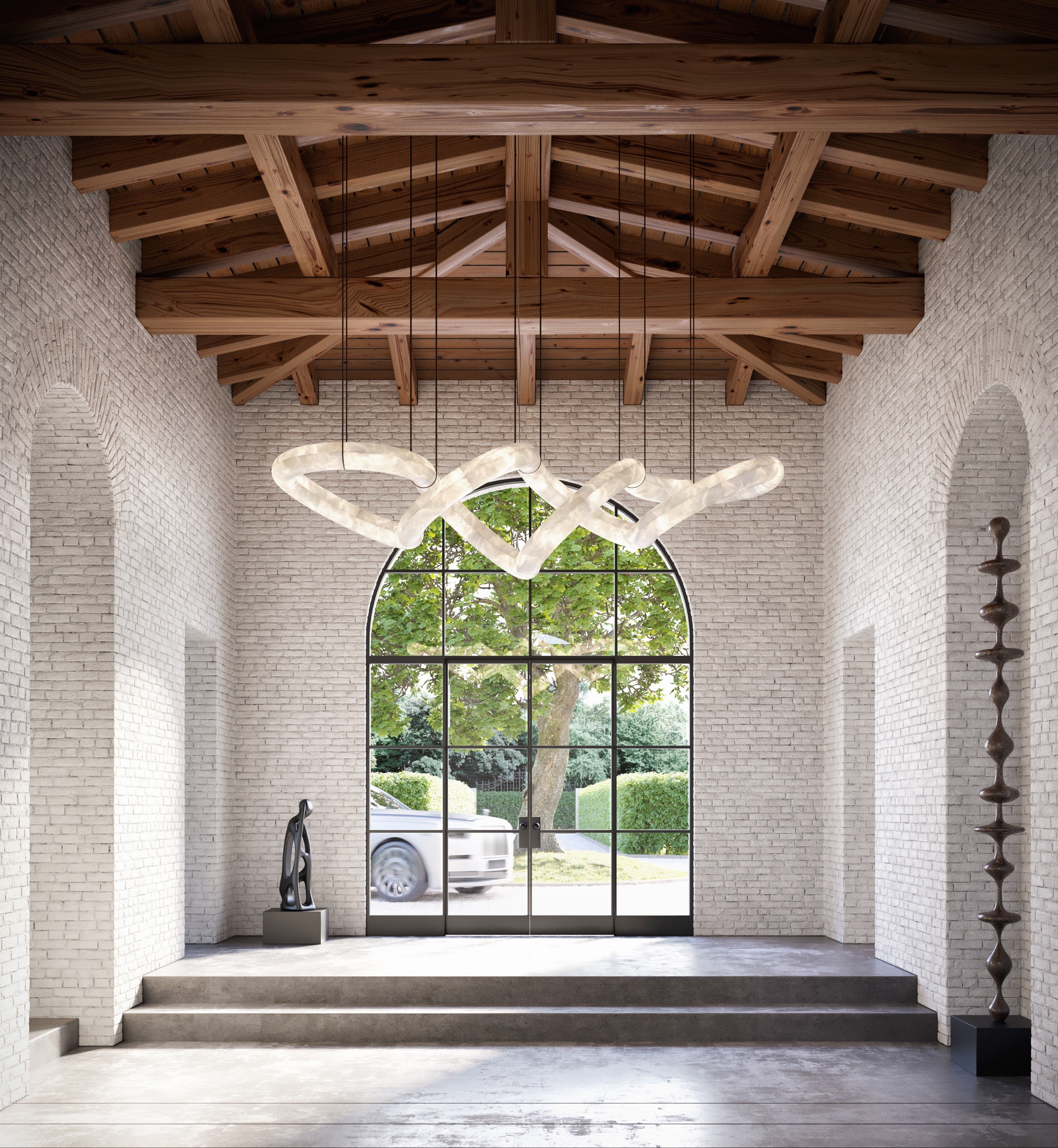 Glacera Designer Inspired Alabaster Chandelier Light For Living Room 35'' 55'' 56'' 70'' 96''W