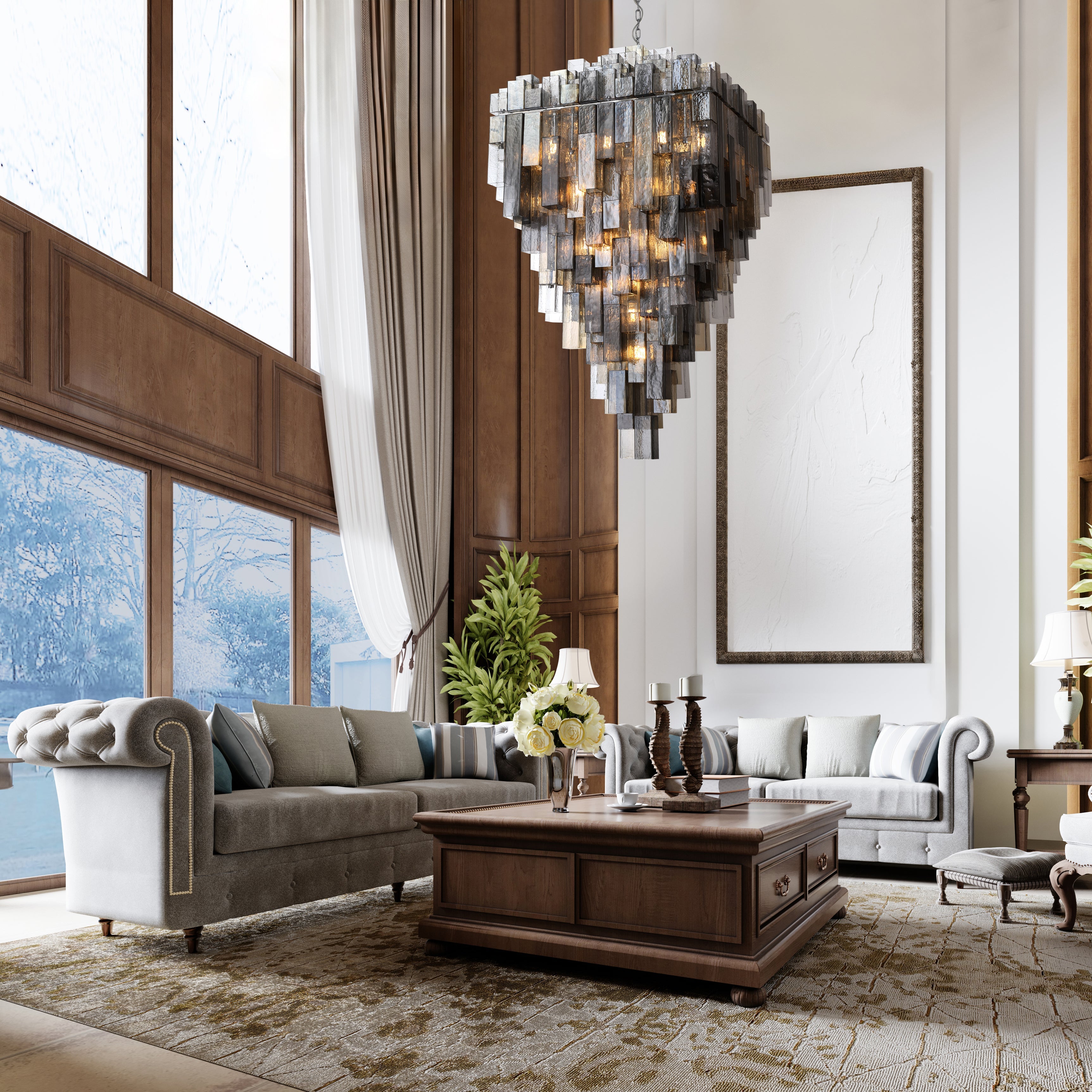 Altesa Square Glass Chandelier 46-Light