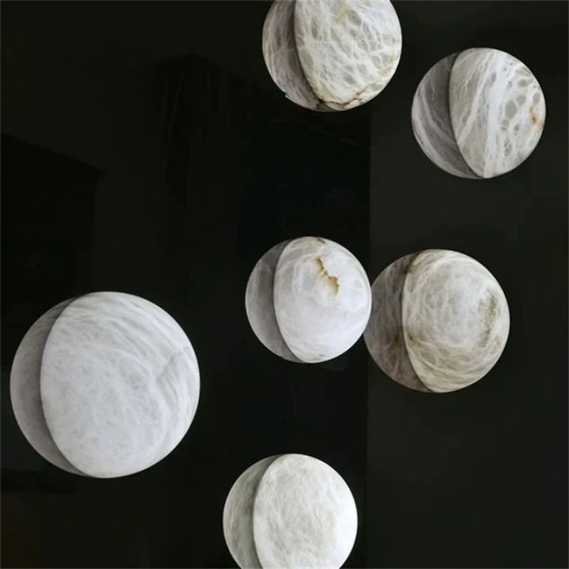 Alabaster Hemisphere Wall Sconce 5.9" D 7.9" D 11.8" D-Vancei
