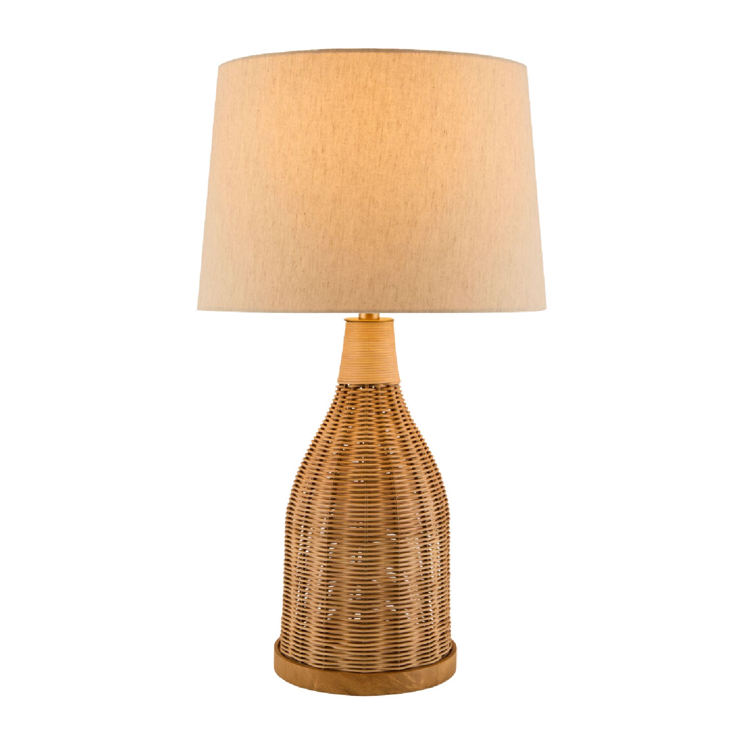 White Cotton Rattan Table Lamp | Kuda Home Senja