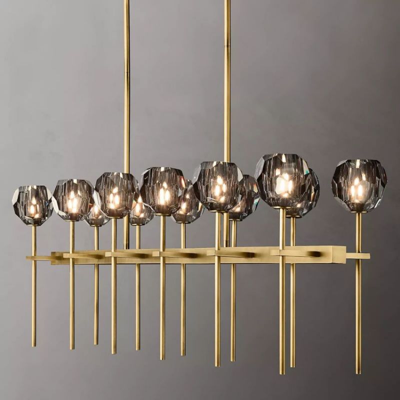 Balle Smoke Cristal Double Linear Chandelier 60"-Vancei