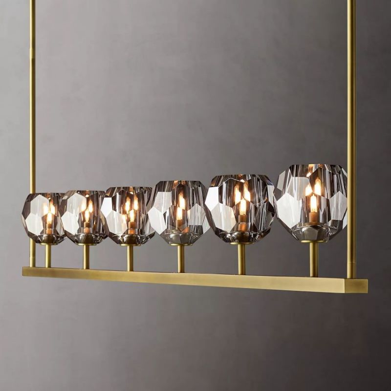 Balle Smoke Cristal Linear Chandelier 60"-Vancei