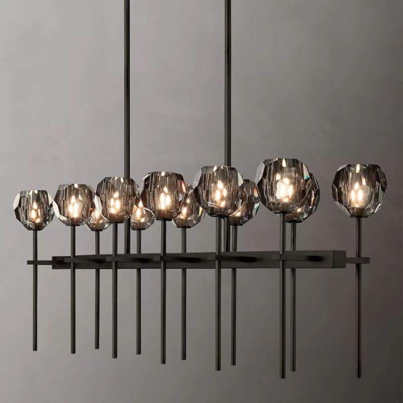Balle Smoke Cristal Double Linear Chandelier 60"-Vancei