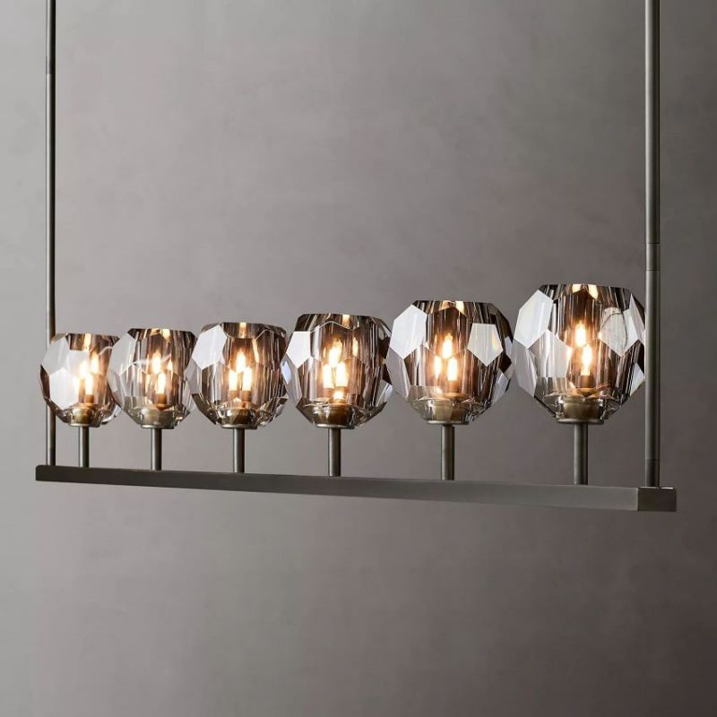 Balle Smoke Cristal Linear Chandelier 60"-Vancei