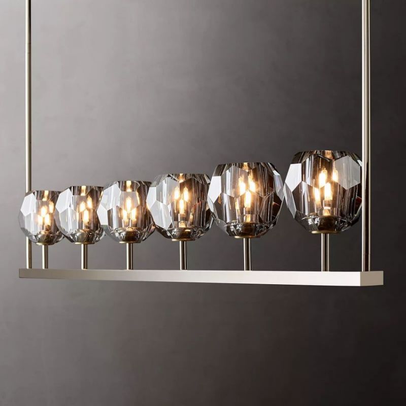 Balle Smoke Cristal Linear Chandelier 60"-Vancei