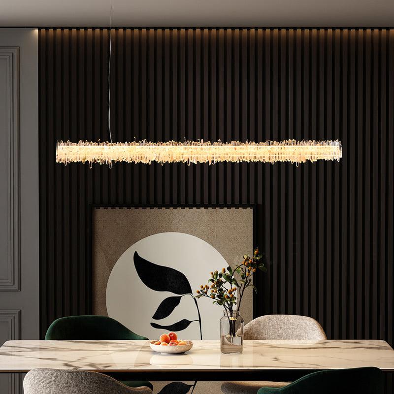 Primary Crystal Cluster Linear Dining Chandelier-Vancei