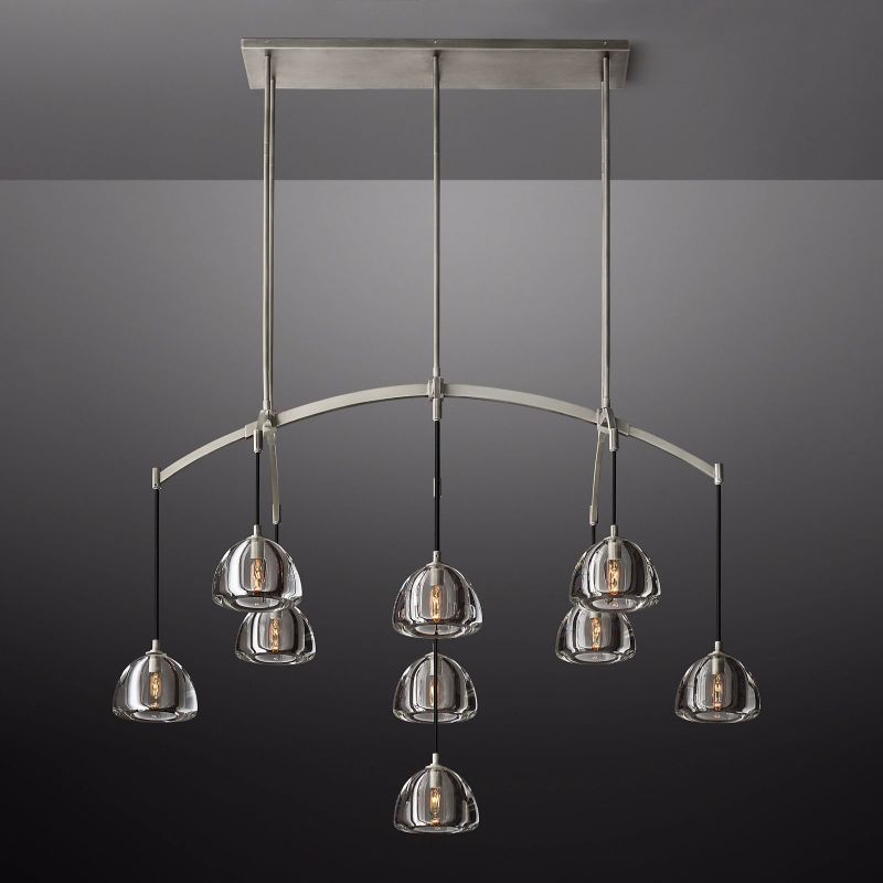 Hemisphere Glass Linear Chandelier 54"-Vancei