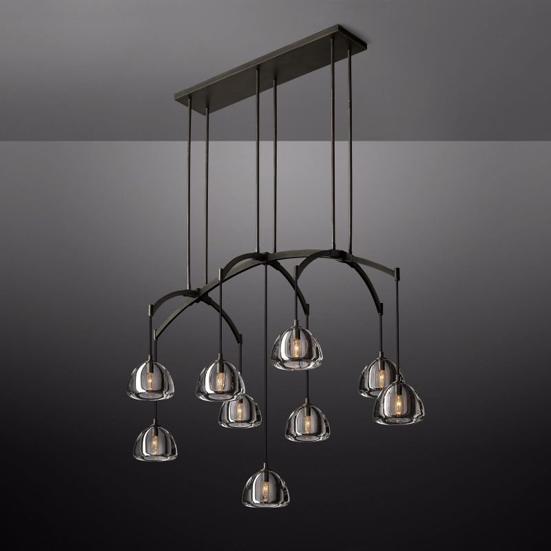 Hemisphere Glass Linear Chandelier 54"-Vancei