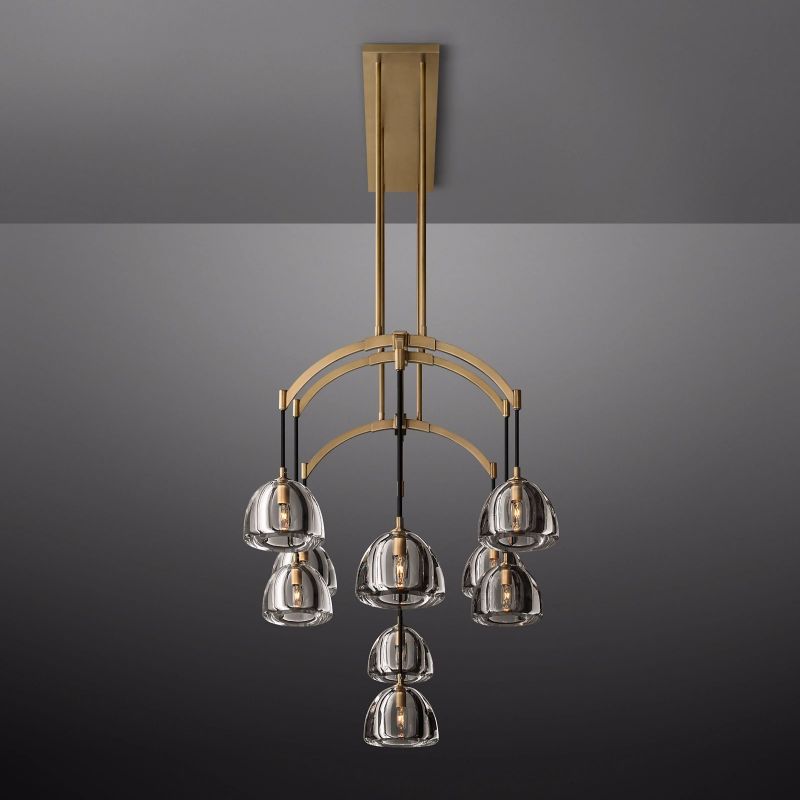 Hemisphere Glass Linear Chandelier 54"-Vancei