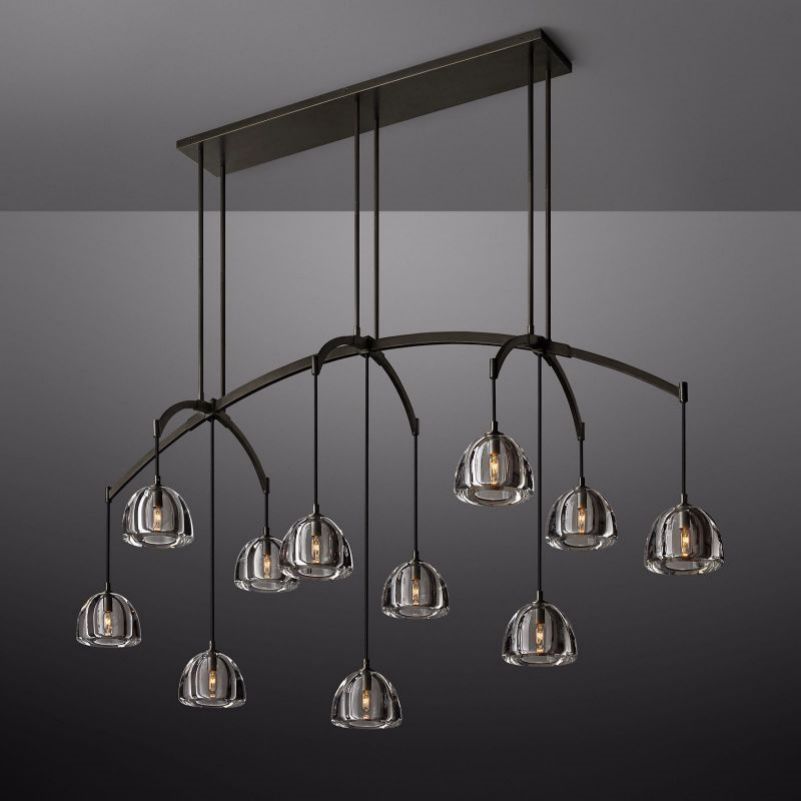 Hemisphere Glass Linear Chandelier 72"-Vancei