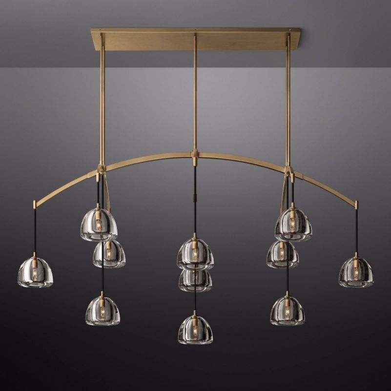 Hemisphere Glass Linear Chandelier 72"-Vancei