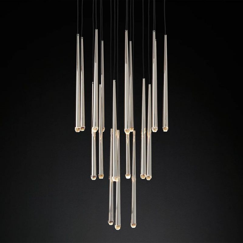 Charlotte Shower Round Tapered Tubular Chandelier 30"-Vancei