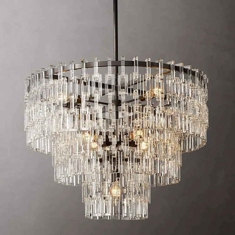 Mia 3 Tier Crystal Round Chandelier 36"-Vancei