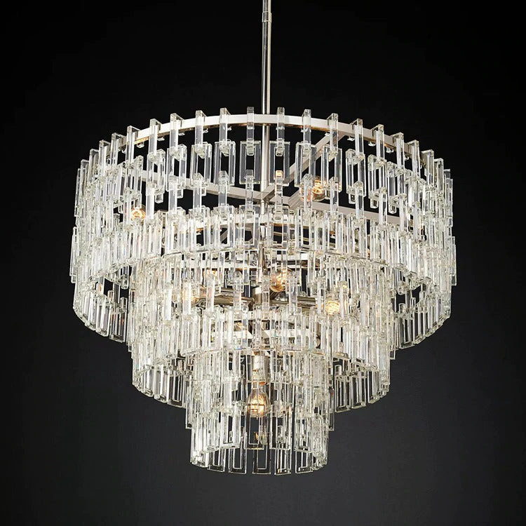 Mia 3 Tier Crystal Round Chandelier 36"-Vancei