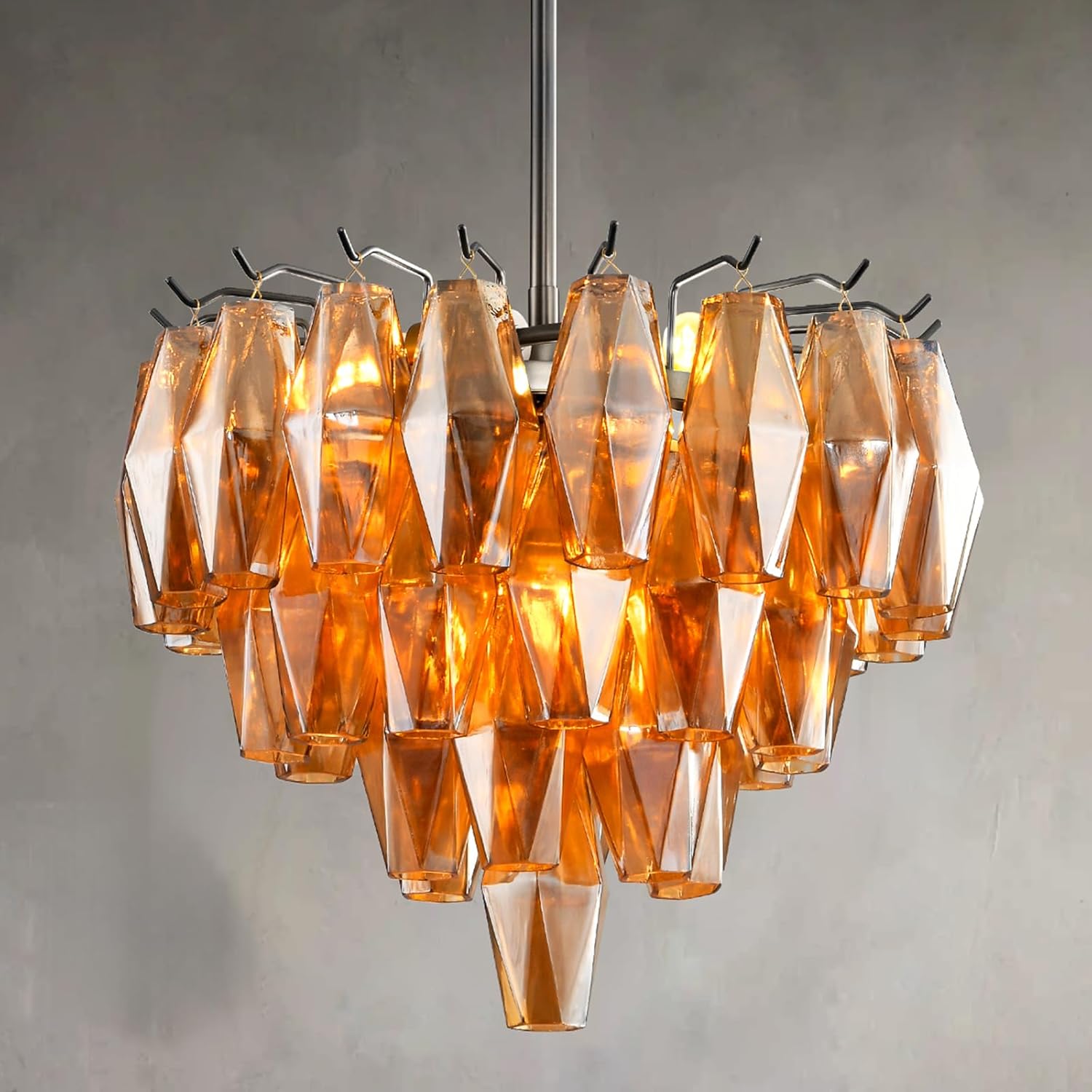 Modern Evelyn Glass Round Chandelier 17"-Vancei