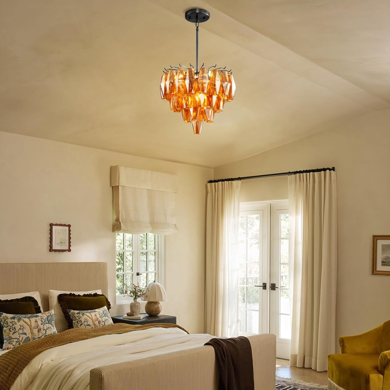 Modern Evelyn Glass Round Chandelier 17"-Vancei