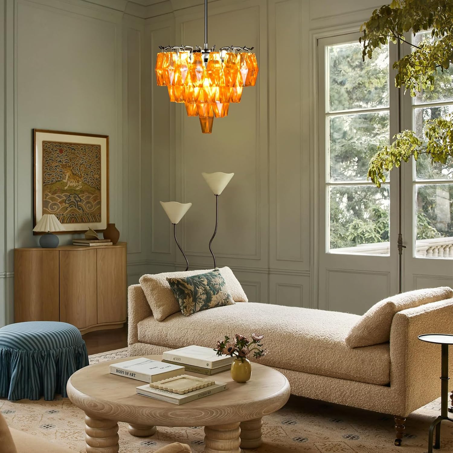 Modern Evelyn Glass Round Chandelier 17"-Vancei